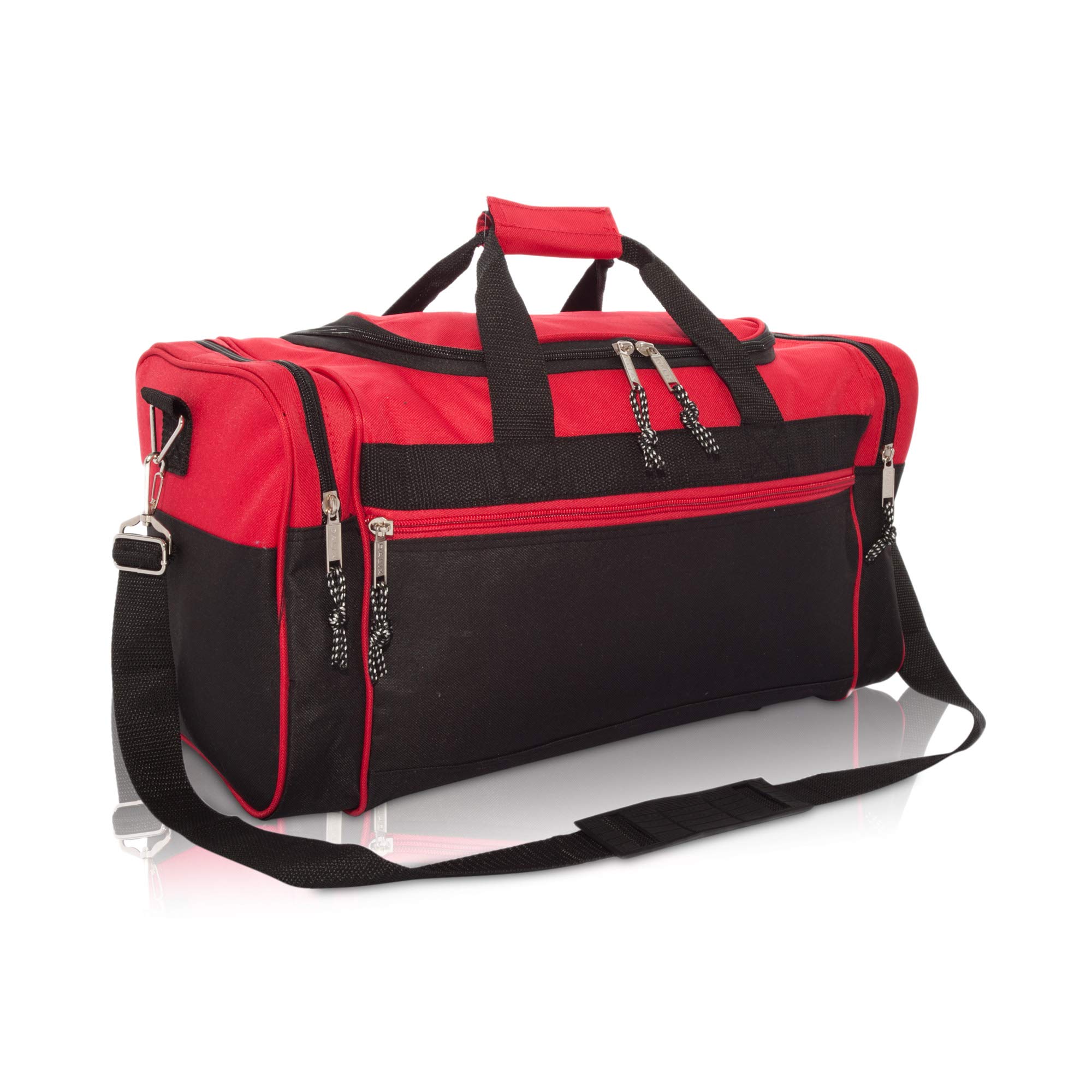 DALIX 19" Sports Duffle Bag Gym Travel Pack Black Red Pink Purple Navy Gray Blue, Red, L, Classic