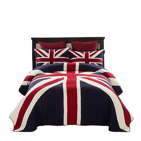 Ustide 3 Piece Union Jack Bedspread Reversible Comforter Set 100