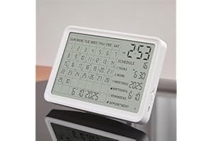 JOOLEEP Desk Calendar with Schedule Reminder, 8 Inch Multifunctional Calendar Planner Alarm Day Clock Wall & Desk Mountable, Digital Planner Calendar Organizer for Business Office Home School, White