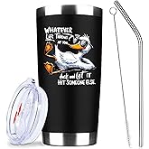 Funny Ducks Cup,20 Oz Insulated Stainless Steel Iced Coffee Tumbler with Lid Straw and Brush,Funny Travel Coffee Mug Cup Water Bottle, Duck Gifts for Students,Teens,Young Adults,Duck Lovers(Black)