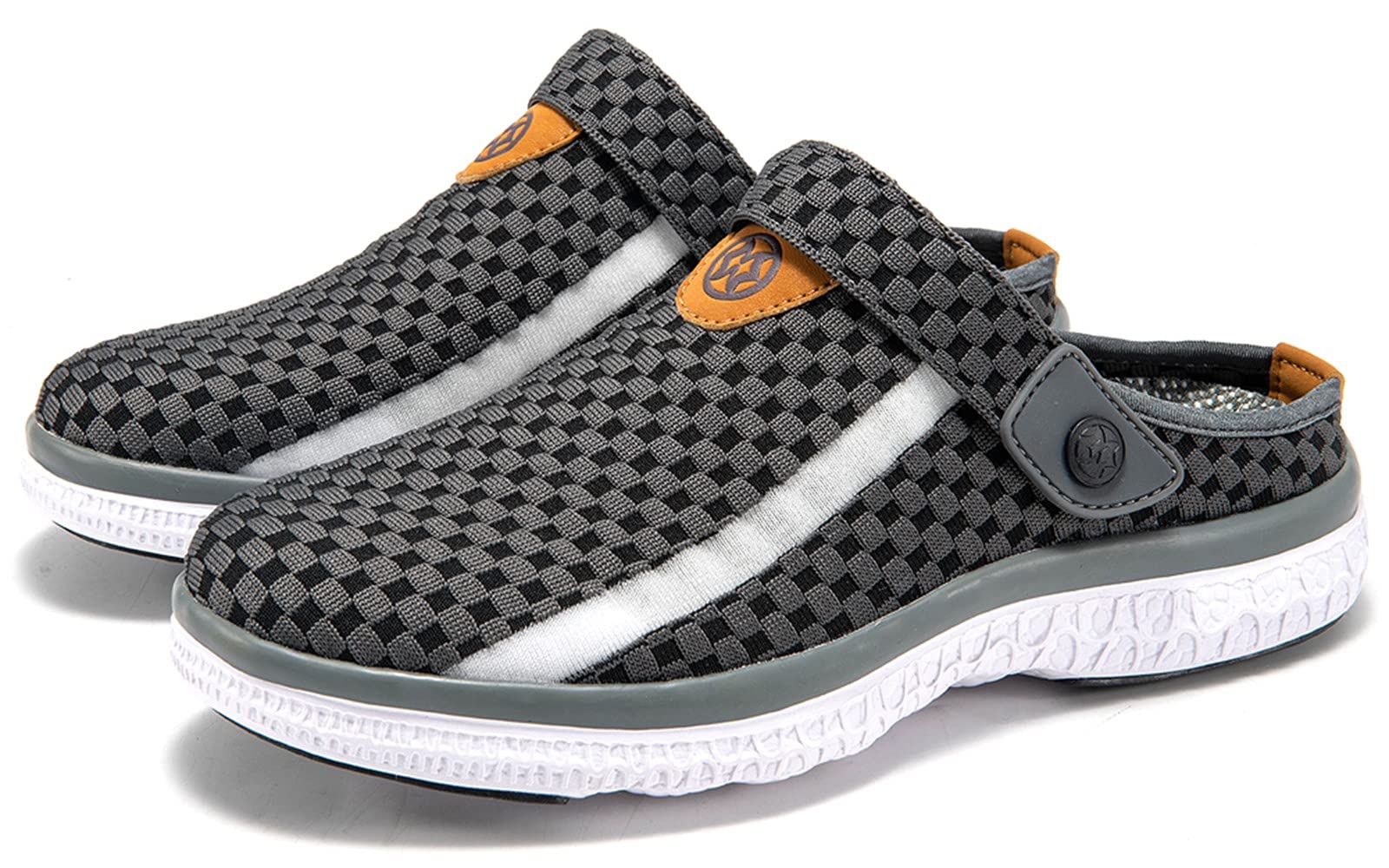 Clogs Hausschuhe Herren Damen Pantoletten Gartenschuhe Sommer Gartenclogs Atmungsaktiv rutschfest Sandalen, Dunkelgrau, 43 EU 7