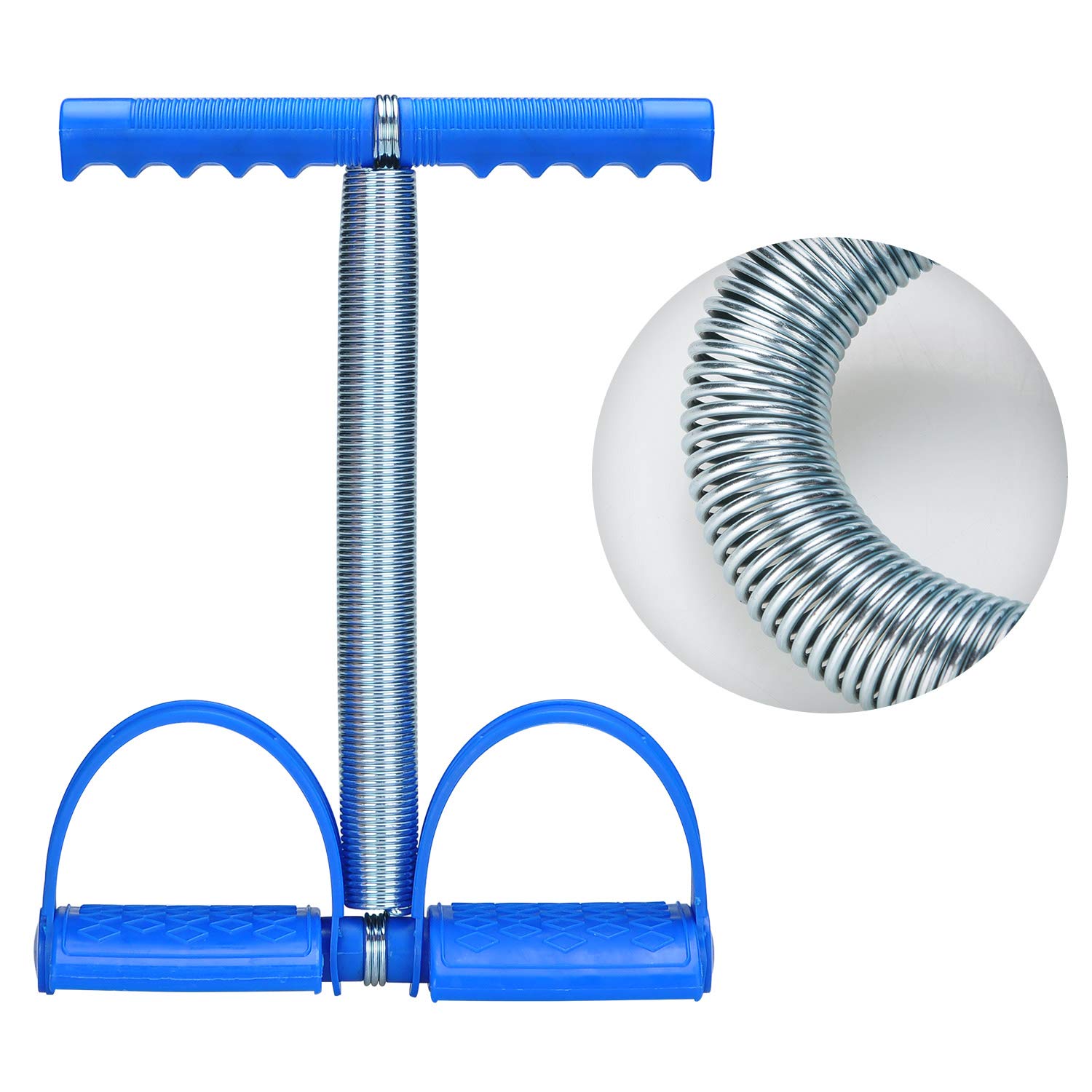 COVVY Upgrade Elastic Sit Up Pull Rope Spring Tension Foot Pedal Waist Arm Abdomen Leg Exerciser Tummy Trimmer Equipment Body Building Tummy Stretching Slimming Training for Home Gym Fitness(Blue)