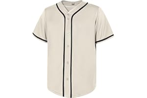 babyhealthy Mens Blank Baseball Jersey Button Down Shirts Plain Hip Hop Hipster Tshirts Softball Sports Active Tee