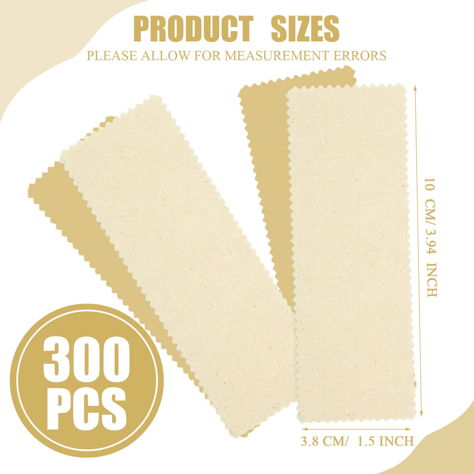 Loopeer 300 Pcs Natural Muslin Epilating Face Wax Strips Hair Removal Eyebrow Precut Body Facial Cotton Wax Cloth Strip for Women Men(4 x 1.5 Inch)