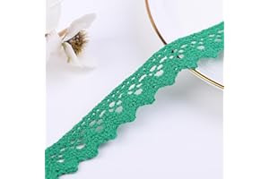 DYSHIPEN 30Yards Lace Ribbon 0.7Inch Wide Multi-Colored Lace Edge Trim for Sewing,Crochet Lace for Craft,Costume or Jewelry and Sewing (Green)