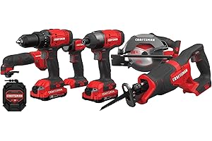 CRAFTSMAN V20 Cordless 6-Tool Power Tool Combo Kit with 2 Batteries and Charger (CMCK600D2)