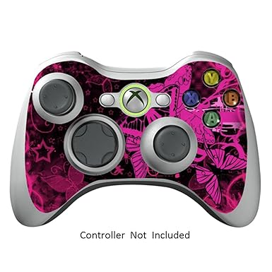 Xbox 360 Controller Designfolie Sticker - Vinyl Aufkleber Schutzfolie Skin für Xbox 360 Controller - Pink Butterfly