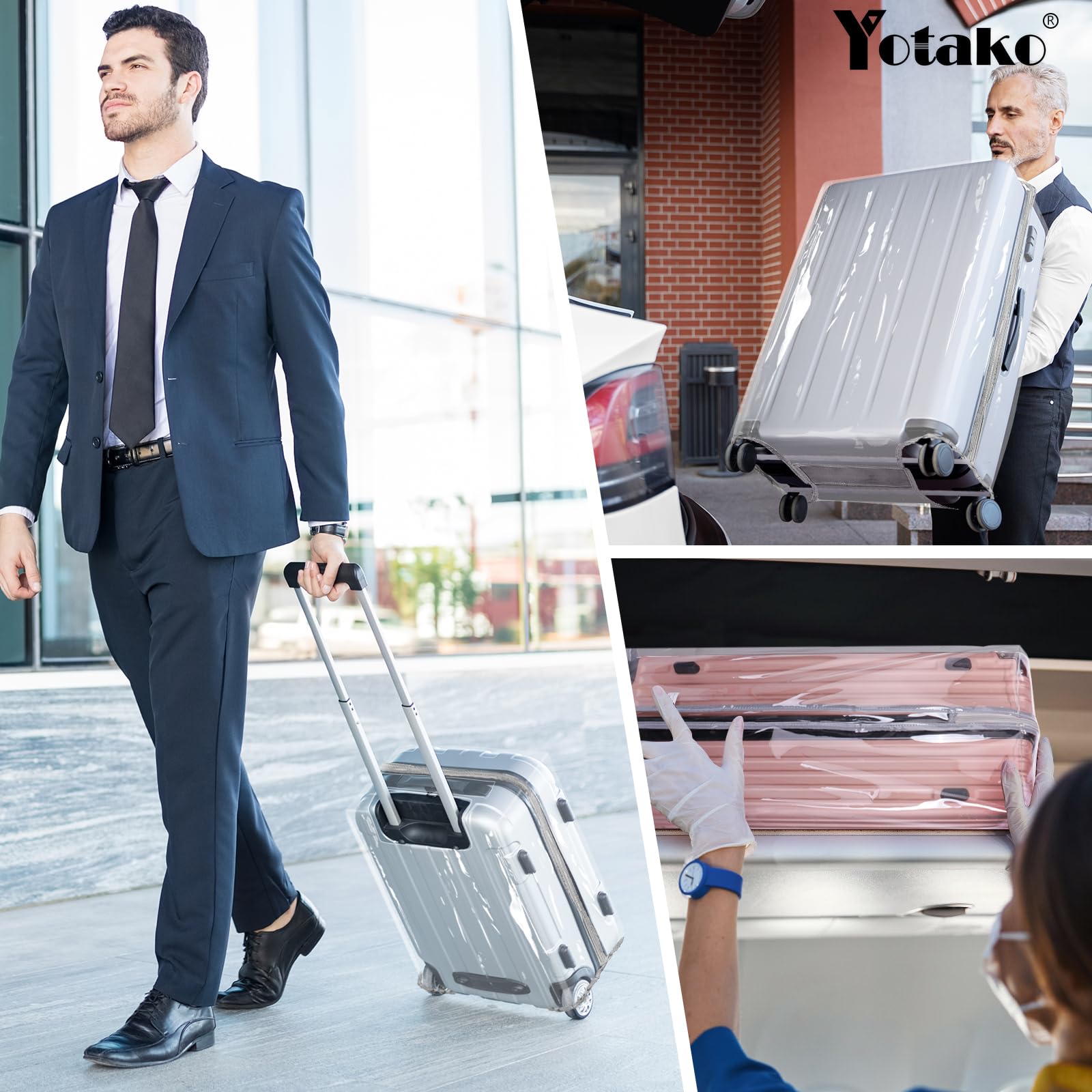 Yotako Upgraded Zippered Clear PVC Suitcase Cover, 30 Inch Luggage Covers for Suitcase Luggage Protector Suitcase Cover (30''(26.37''H x 20.27''L x 11.61''W))