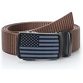 SANSTHS Golf Ratchet Belt for Men, Mens Belt Casual 1 1/3" Flag Pattern Auto Slide Buckle for Jeans