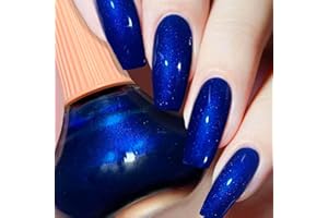 COSMOO Blue Nail Polish, 12ml Quick Dry Nail Lacquer, Super Lustrous Nail Enamel Polish, Shimmer Iridescent Ultrachrome Art Varnish, 0.41 fl oz