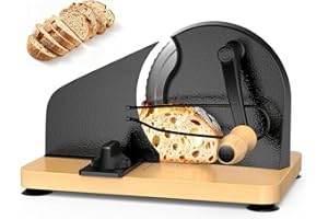 Upgraded Manual Bread Slicer for Homemade Sourdough Bread Adjustable Thickness Bread Cutter with Metal Guide,Hand Crank Bread