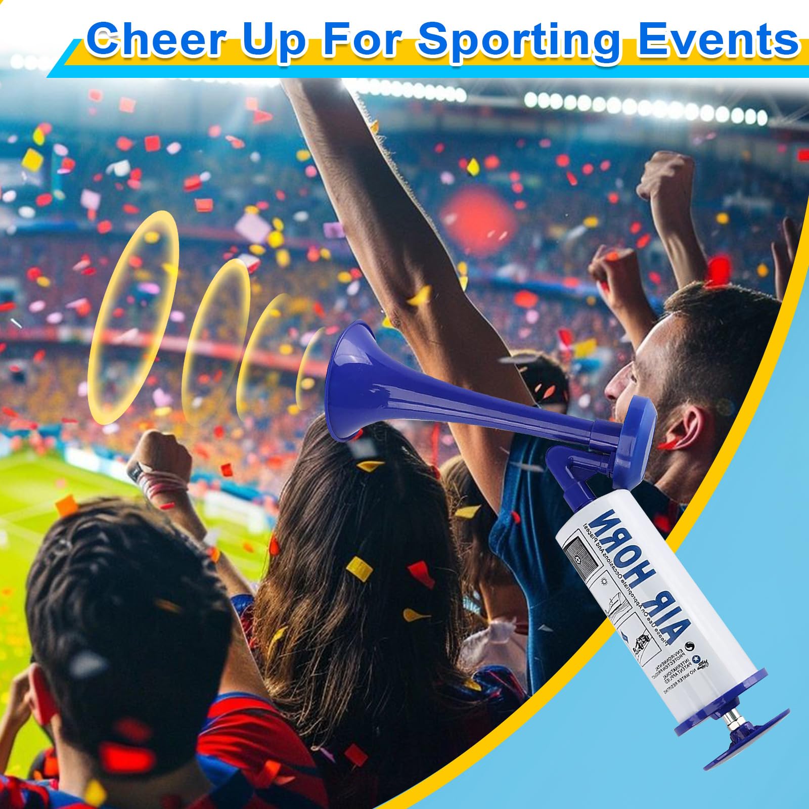 Handheld Air Horn, Noise Makers for Sporting Events, Aluminum Super Loud Football Noise Maker Air Pump Sports And Marine Signal Safety Alarm Horns for Boating, Hiking, Sports Events, Birthday Parties