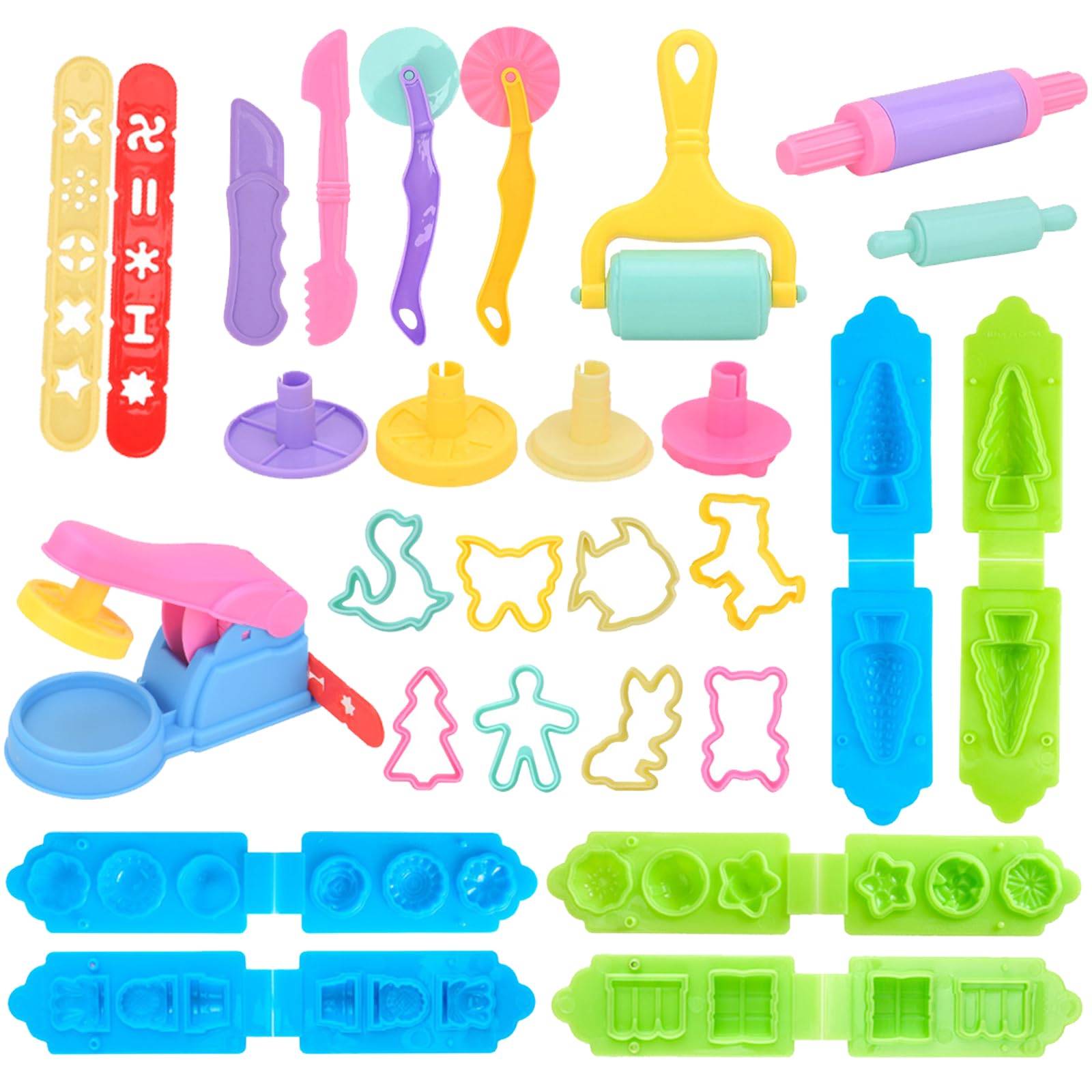 BDSHUNBF 28-Piece Playdough Accessories Set, Includes Tools and Cutters for Toddlers, Play Dough Tools Sets for Kids, Playdough Cutters for Toddlers, Playdough Set Dough Tools Kit for Kid