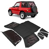 HECASA Soft Top Compatible with 1988-1994 Suzuki Sidekick Geo Tracker | Sailcloth Vinyl Black Replacement, Tinted Windows