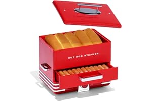 Nostalgia Extra Large Diner-Style Steamer 20 Hot Dogs and 6 Bun Capacity, Perfect for Breakfast Sausages, Brats, Vegetables, 