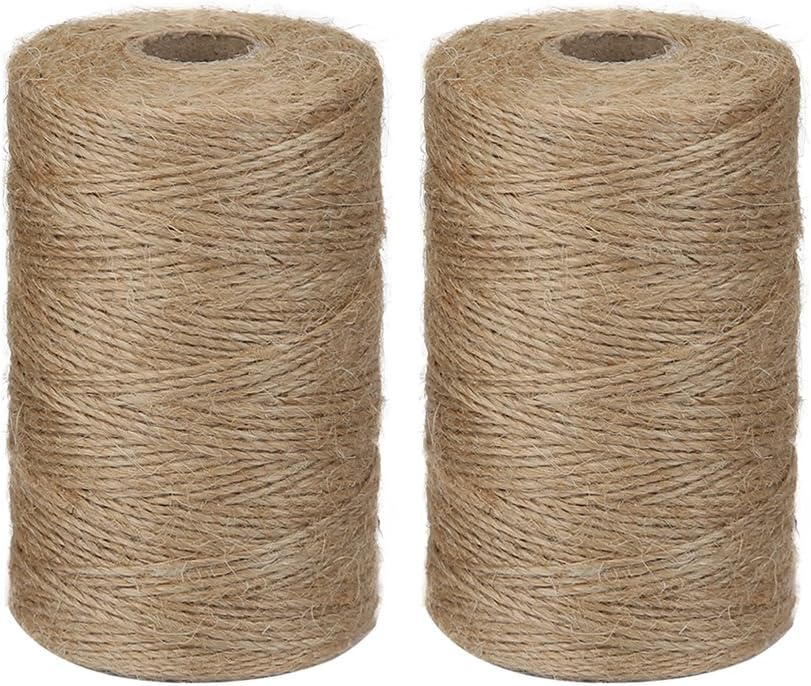 Vivifying 2pcs x 656 Feet Natural Jute Twine, Biodegradable 2Ply Garden Twine for Photos, Gifts, Crafts (Brown)