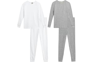 Sweet & Sassy Girls Thermal Underwear Set - 4 Piece Waffle Knit Thermal Long Sleeve and Long Johns Base Layer (Sizes 2T-16)