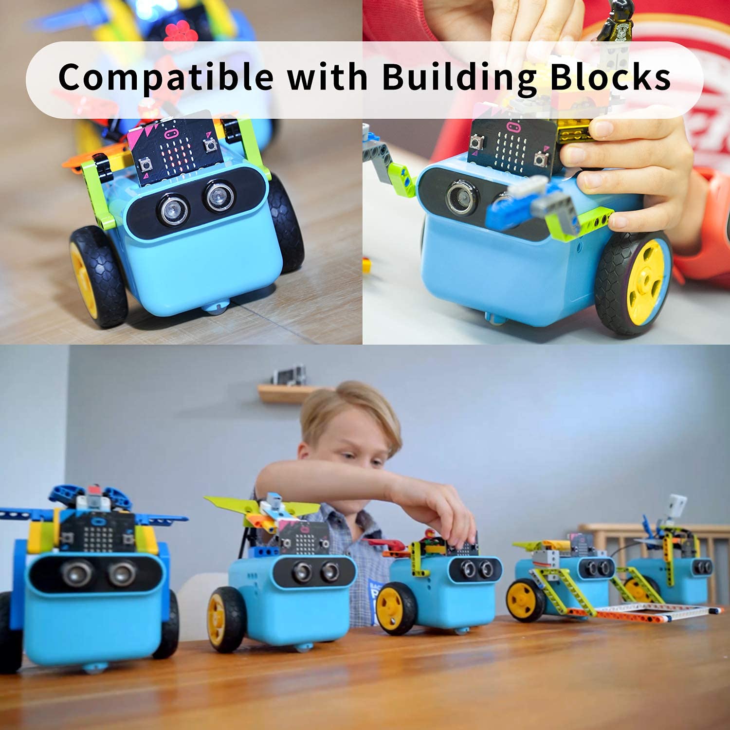 ELECFREAKS microbit TPbot Smart Coding Robot Car with 2 Modes, STEM Educational Project for School and Home, BBC Micro:bit DIY Programmable Car with Wiki Tutorial(Without Micro:bit)