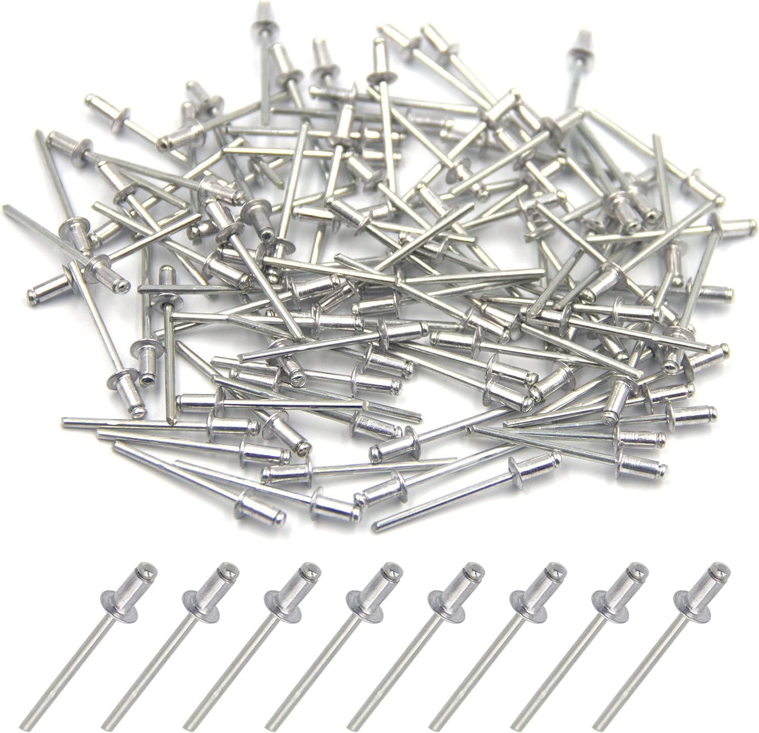 BESTYCHAO 100pcs Aluminium Blind Rivet 4mm x 8mm, Open End Rivet Pop Rivet, Pack of 100 (Silver) — image 1