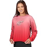 CERTO NHL Detroit Red Wings Women's Long Sleeve High-Low Top, Ombre Wash Crewneck T-Shirt, Officially Licensed Fan Apparel, Large
