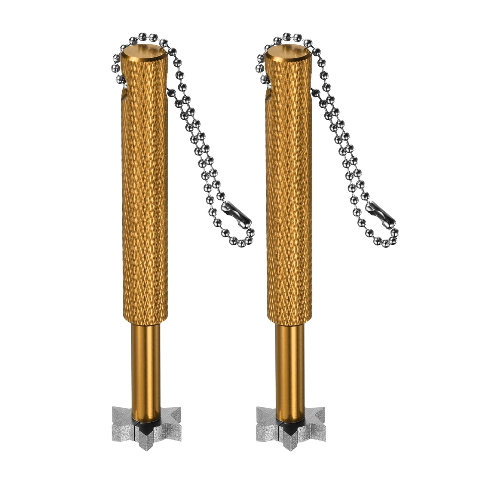 M METERXITY 2 Pack Golf Club Groove Sharpener - U V Type 6 Heads Groove Sharpening Tool, Portable, Apply to Golf Irons (Gold)