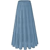 NiPaMi Women's Chiffon White Flowy Maxi Skirts Boho Fall Elastic Waisted Pleated A Line Long Skirt for Women 2025