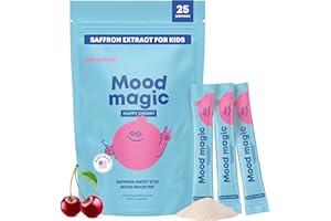 JoySpring Mood Magic for Kids – Natural Mood Support Pixie Sticks with Saffron, Magnesium Citrate, Vitamin D3 & Herbal Blend – Sugar Free Cherry Lime Flavor Powder | 25 Servings | 4+ Years