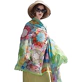 DANA XU Women's 100% Mulberry Satin Silk Pashmina Shawl Wraps Extra Large Floral Scarf for Evening Dresses, Soft Oversized