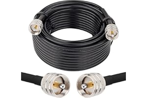 XRDS-RF PL-259 UHF CB Coax Cable 50ft, 50 ohm RG58 PL-259 UHF Male to SO-239 Male Connector Low Loss Coaxial Cable for HAM & 
