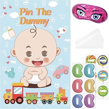 Luoem Baby Shower Games Pin The Chupete The Dummy Game Reutilizable Baby Shower Party Favor Y Juegos Poster 81 X 53 Cm Amazon Es Juguetes Y Juegos