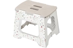Vigar Compact Foldable Stool, 10-1/2 inches, Lightweight, 330-pound Capacity Non-Slip Folding Step Stool, Terrazzo Body