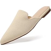 Tilocow Knit Mules Dressy Casual Flats for Women Comfortable Slip on Loafers Backless Work Business Daily Wear