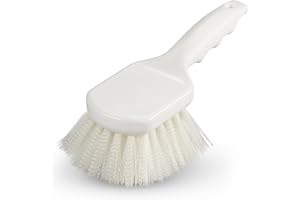 Carlisle 3662000 Flo-Pac Plastic Handle Utility Scrub Brush, Nylon Bristles, 2" Trim, 8" Length, White