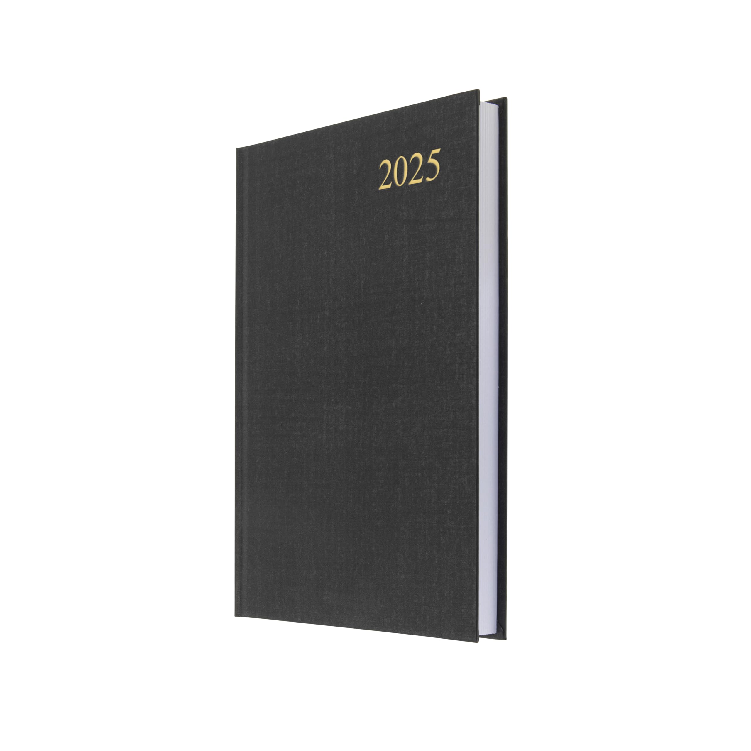 Collins Essential 2025 Eco Friendly Diary - A5 Day to a Page Business Planner with Leathergrain Hardback Cover and Recycled Paper - Black - E-ESSA51.99-25
