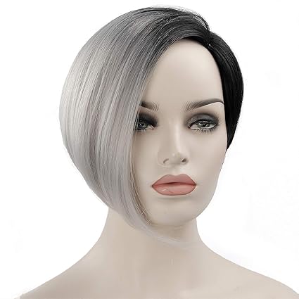 Short Wig For Black Women Ombre Grey Bob Hairstyles Synthetic Pixie Cut Hair Wigs Heat Resistant Women S Fashion Wigs