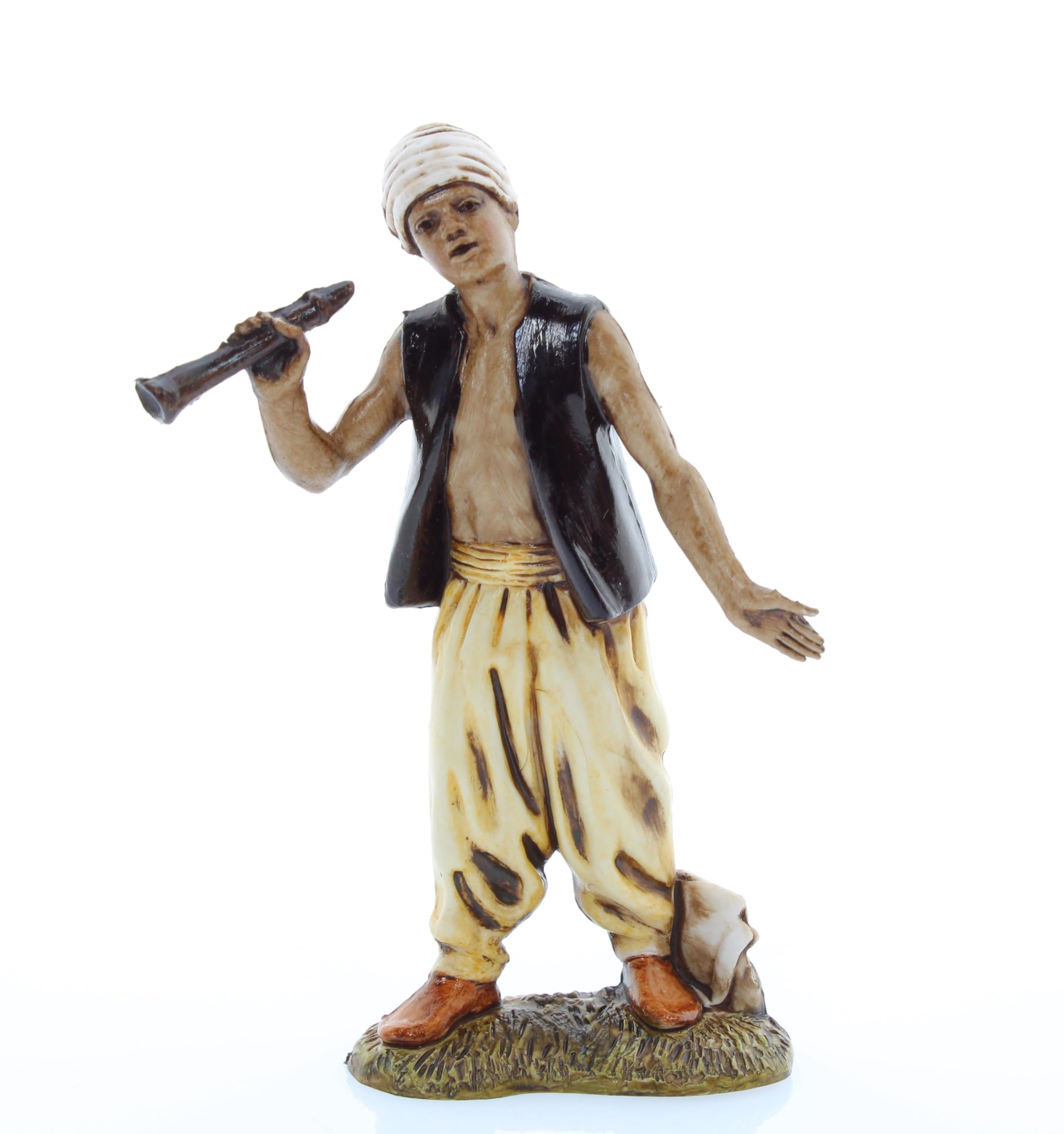 Moranduzzo Oriental Flutist for Nativity Scene of 4 Inch Scale 1:20 - Unbreakable Nativity Figures - 18th Century Style, Hand-finished Painting, Official Product, Made in Italy, Sculptor M. Landi