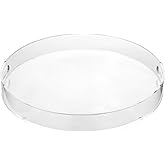 Artmaze Clear Sturdy Acrylic Round Tray with Handles,Spill Proof,for Kitchen (16 inch)