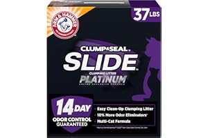 ARM & HAMMER Slide Platinum Easy Clean-Up Clumping Cat Litter, 37 Lbs | 24/7 Odor Control, Triple-Action Freshness, Non-Stick