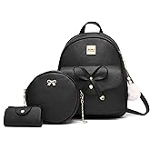 Aogist Mini Leather Backpack Purse 3-Pieces Fashion Bowknot Zipper Bags Cute Casual Travel Daypacks for and Women