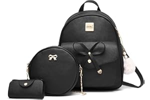 Aogist Mini Leather Backpack Purse 3-Pieces Fashion Bowknot Zipper Bags Cute Casual Travel Daypacks for and Women