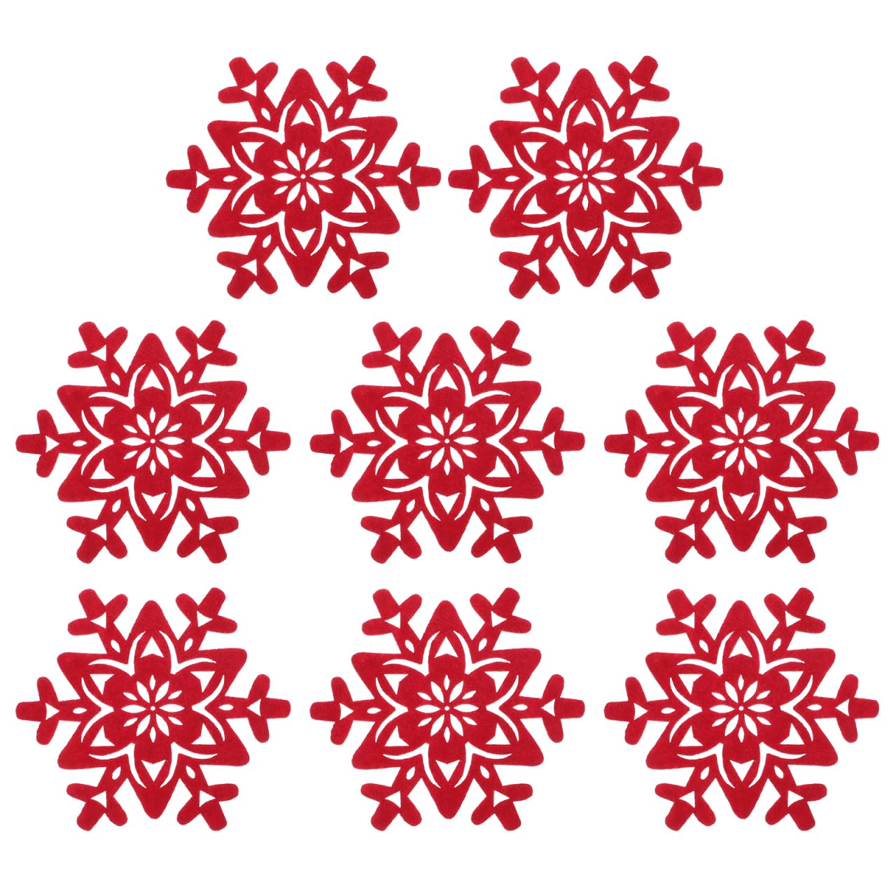 Luxshiny Christmas Coasters Set of 8 Red Felt Cup Mats Round Heat Resistant Non-Slip Drink Coasters for Festive Table Decoration and Home Use