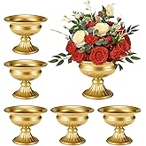 Small Gold Vase Centerpieces - 4.7''Hx6.2''W Mini Urn Vases with Liners - Small Pedestal Bowl Vase for Wedding Reception Enga