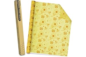 SOFTMED ERKOON Beeswax Food Wraps 1 Meter Roll 13 x 39 Inch Reusable Beeswax Wraps Eco-Friendly Sustainable Food Storage Wraps for Sandwich, Cheese, Fruit, Bread, Snacks (Flower Pattern)