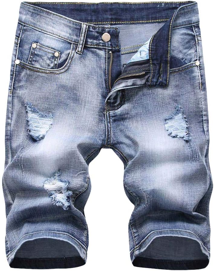 Mens Denim Jeans Shorts Fashion Summer Jeans Shorts Knee Length Denim Casual Shorts