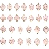 Boutigem Letter Connector Charms Initial Letter Pendants Links Enamel Alloy Alphabet Charms for Necklace Bracelet Earring Jewelry DIY Making