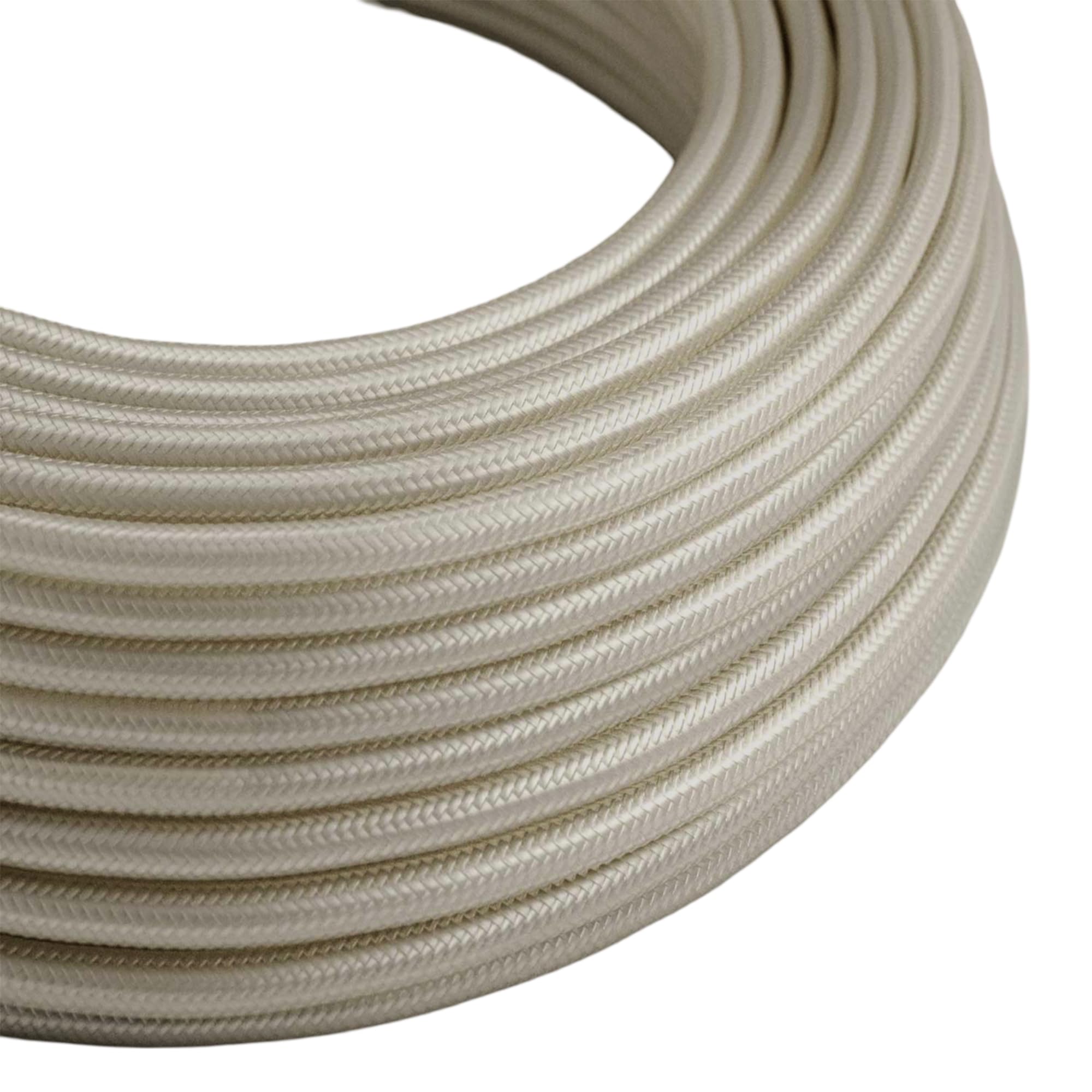 3 Core Braided Flex Lamp Cord 3 Conductor Fabric Braided Electrical Cable 0.75mm² | Vintage Flex Wire for Pendant Lights, Lamps & Lighting | 240V Mains Cable (3 Core - Cream)