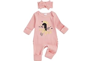 CITGEETT My First New Years Baby Girl Outfit New Year Onesie Long Sleeve Romper Jumpsuit Newborn Girl Outfits Clothes