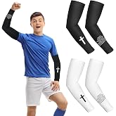 Bunnycool 2 Pairs Cross Arm Sleeve Football | Youth Baseball Ice Cream, Volleyball Basketball Compression Arm Sleeve, Religious Christian Gift, Cooling Breathable Sport