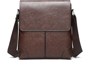 PORT&LOTUS Messenger Bags for Men - Small PU Leather Crossbody Bags