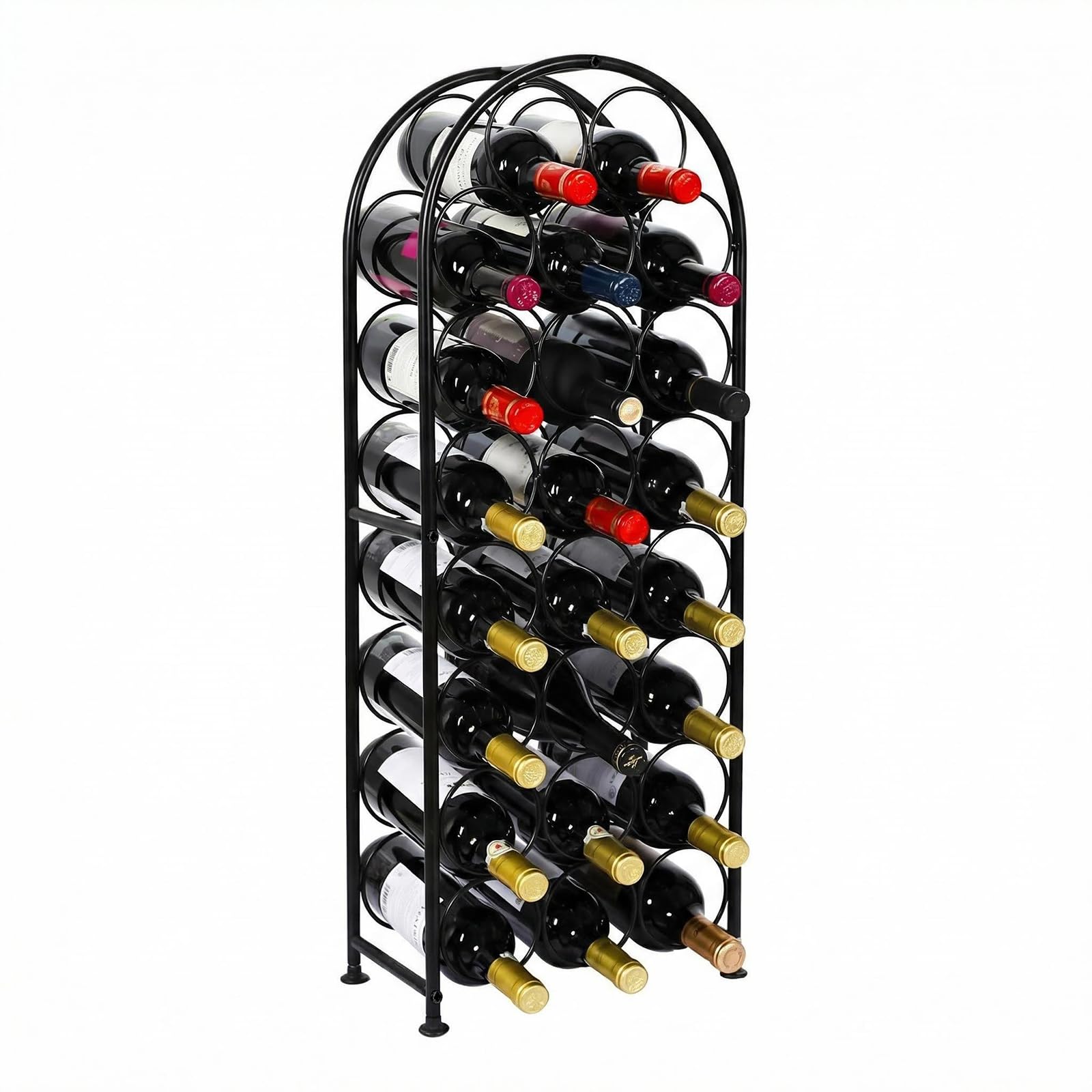 PAG 23 Bottles Wine Rack,Floor Metal Wine Rack Free Standing,Home Kitchen Wine Storage Organiser Bottle Holder,Black